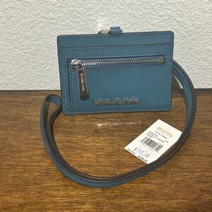 Michael Kors Blue Card Holder/Lanyard